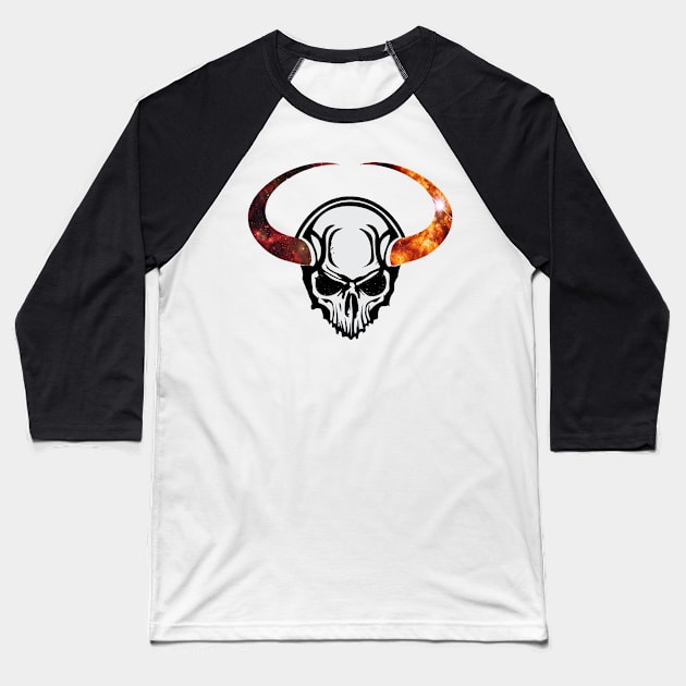 Demon Space Skull Baseball T-Shirt by kragenjehvitz